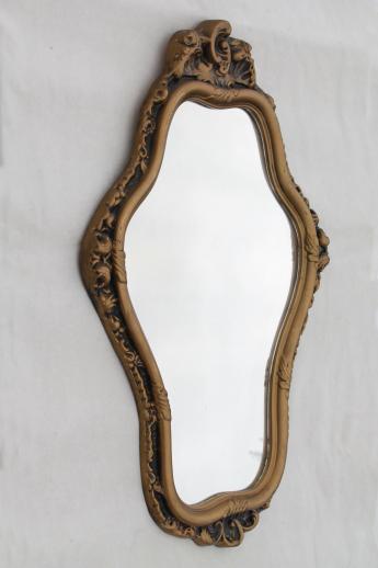 photo of ornate hall or mantel mirror, vintage gold rococo plastic frame w/ french fairy tale style! #2