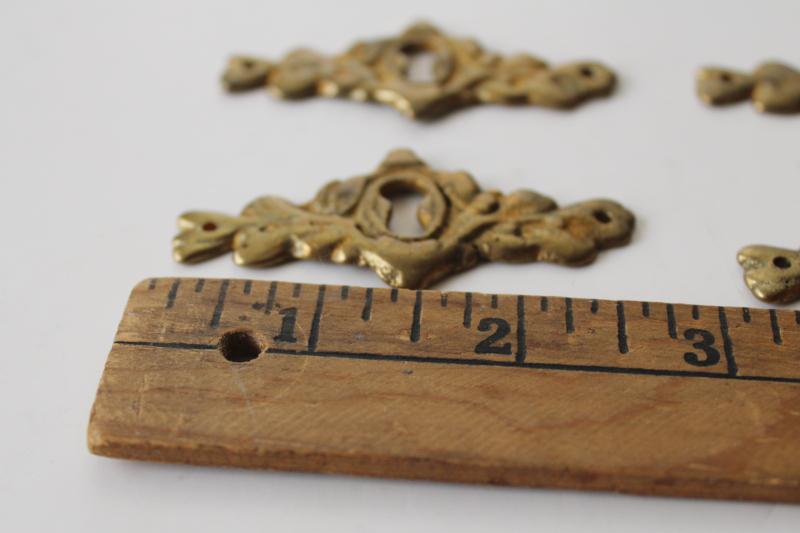 photo of ornate keyhole plate escutcheons, lot new old stock solid brass hardware #2