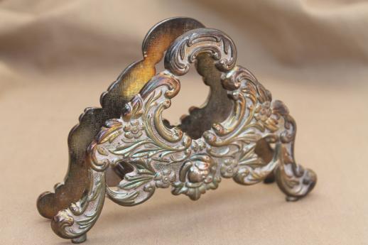 photo of ornate silver plate napkin holder or letter rack, vintage Towle silver Italy #1