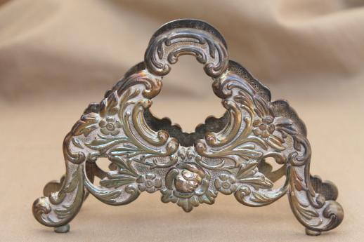 photo of ornate silver plate napkin holder or letter rack, vintage Towle silver Italy #2