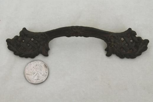 photo of ornate solid brass drawer pull, vintage hardware for antique restoration #1