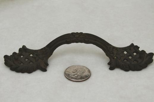 photo of ornate solid brass drawer pull, vintage hardware for antique restoration #6