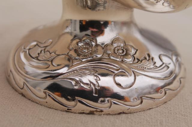 photo of ornate sugar scuttle bowl, gold lined vintage silver plate sugar scoop #4