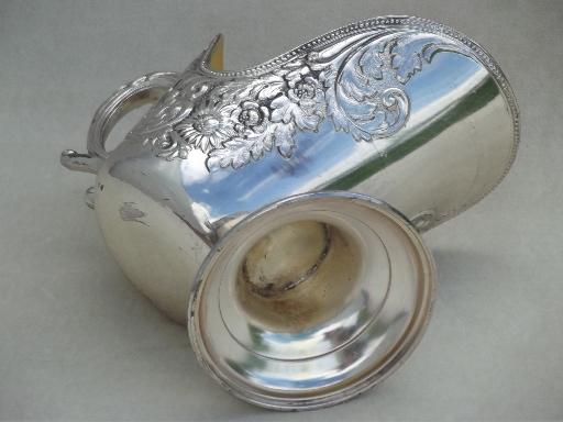 photo of ornate sugar scuttle bowl, gold lined vintage silver plate sugar scoop #7