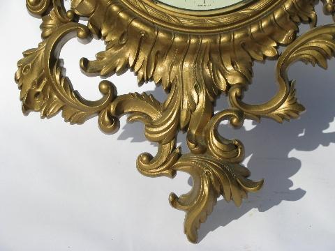 photo of ornate vintage gold rococo wall clock, New Haven w/ Burwood frame #3