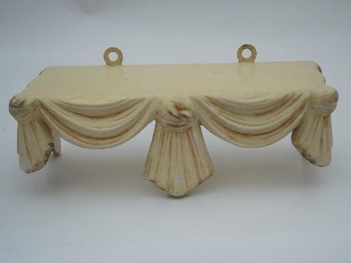 photo of ornate vintage plaster wall shelf, french country ivory and gold chalkware #2