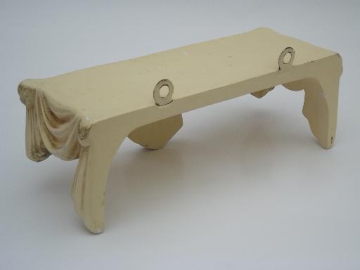 photo of ornate vintage plaster wall shelf, french country ivory and gold chalkware #4