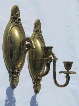 catalog photo of ornate wall sconces, solid brass candle sconce pair