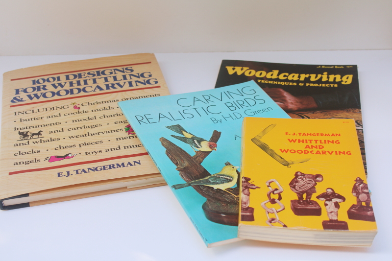 photo of out of print old whittling and wood carving books lot, making birds, butter molds etc  #1