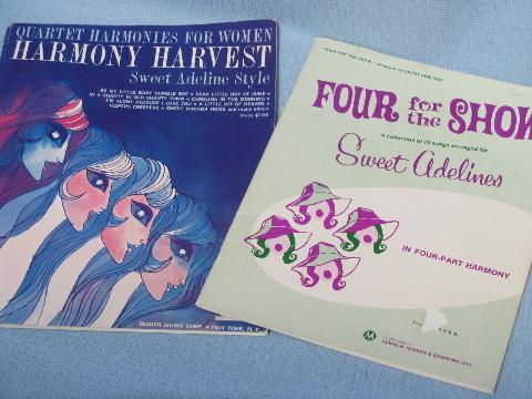 photo of out-of-print vintage music books, quartet songs for Sweet Adelines #1