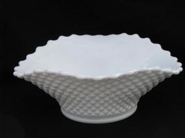 catalog photo of oval bowl, vintage Westmoreland white milk glass english hobnail pattern