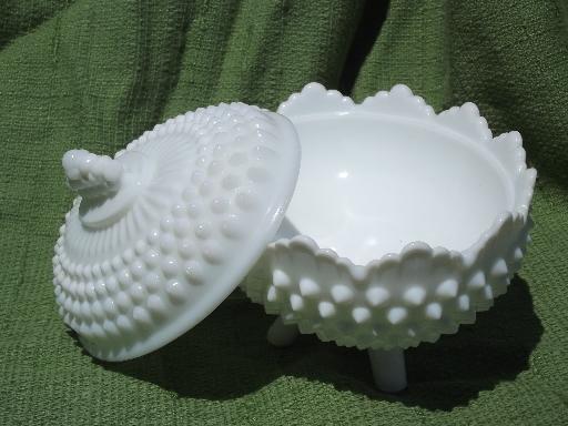 photo of oval box or dish, vintage hobnail milk glass Fenton or Westmoreland? #2