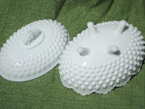 photo of oval box or dish, vintage hobnail milk glass Fenton or Westmoreland? #3