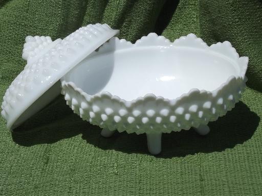 photo of oval box or dish, vintage hobnail milk glass Fenton or Westmoreland? #4