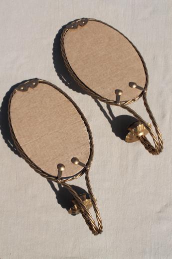 photo of oval mirror wall sconces, vintage gold rope twist candle sconces w/ framed mirrors #5