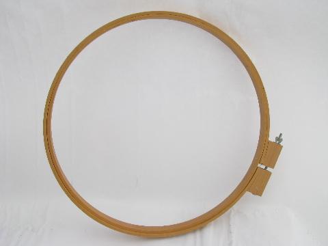 photo of oval & round wood needlework / rug hooking / quilt hoops, lap quilting frame lot #3