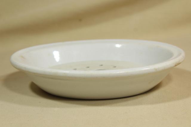 photo of oversized soap dish, antique white ironstone bowl & insert for cheese or butter cooler #5