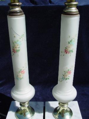 photo of pair 40's vintage satin glass vanity lamps #2