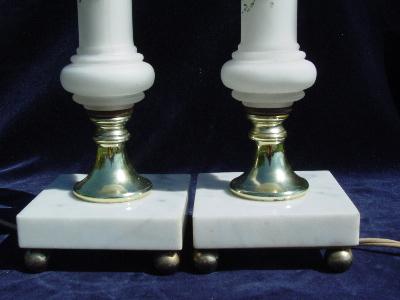 photo of pair 40's vintage satin glass vanity lamps #3