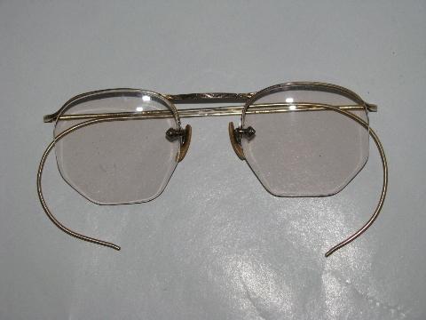 photo of pair antique vintage AO American Optical 12k gold spectacles w/case #2