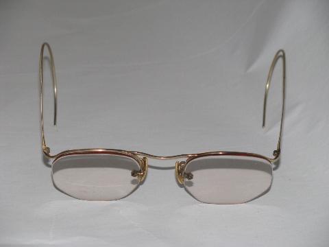 photo of pair antique vintage AO American Optical 12k gold spectacles w/case #3