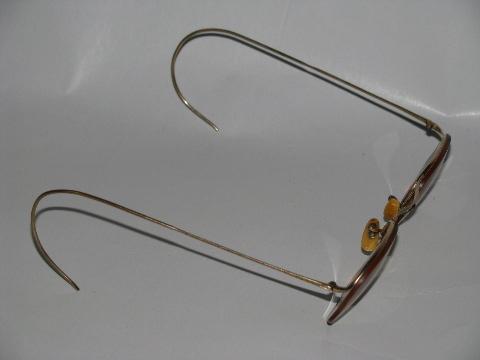 photo of pair antique vintage AO American Optical 12k gold spectacles w/case #4