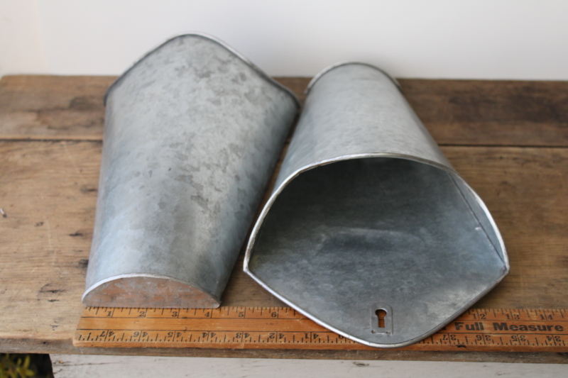 photo of pair galvanized metal wall pocket flower planter buckets or storage bins, modern farmhouse decor  #5