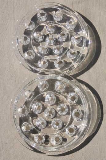 photo of pair lace edge milk glass centerpiece bowls for flowers & glass frog flower holder inserts #2