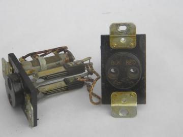 catalog photo of pair large bakelite industrial sockets, steampunk vintage