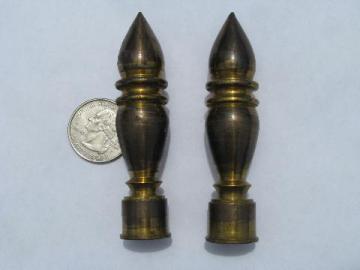 catalog photo of pair large heavy solid brass finials, vintage Stiffel or Rembrandt lamp parts?