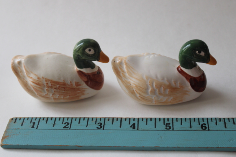 photo of pair mallard ducks S&P vintage hand painted ceramic salt and pepper shakers  #4