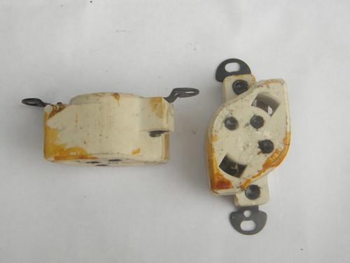 photo of pair of Mazda vintage ceramic porcelain Edison lamp socket or fuse holders #3