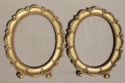 photo of pair of Syroco gold frames, shabby cottage chic vintage mirror or picture frame set #1