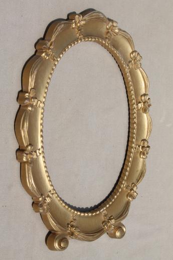 photo of pair of Syroco gold frames, shabby cottage chic vintage mirror or picture frame set #2