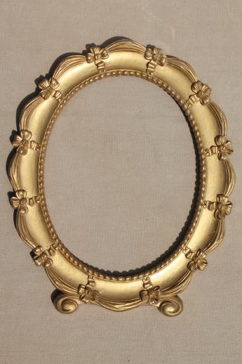 photo of pair of Syroco gold frames, shabby cottage chic vintage mirror or picture frame set #3