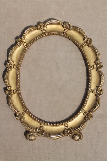 photo of pair of Syroco gold frames, shabby cottage chic vintage mirror or picture frame set #4