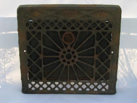 photo of pair of antique adjustable architectural heating register grates vents #2