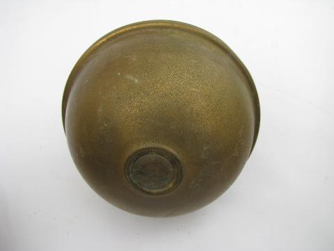 photo of pair of antique brass architectural ball finials, old brass bed knobs #3