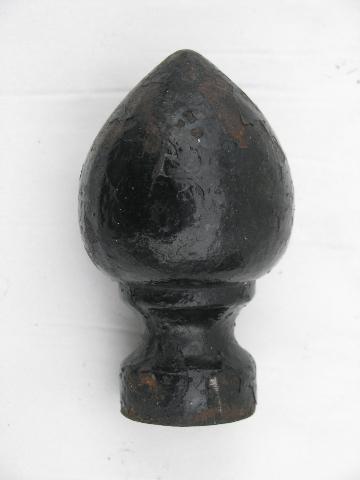 photo of pair of antique cast iron architectural finials for wrought iron fence or gate #3