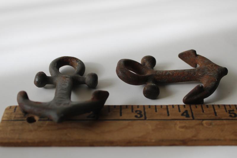 photo of pair of antique cast iron hammock anchors w/ 1880s patent date, tiny ship anchor shape #4