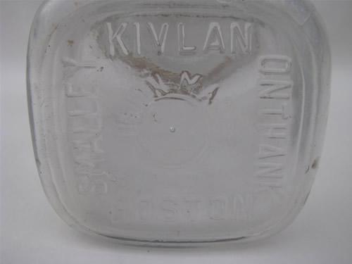 photo of pair of antique vintage square glass Queen fruit jars w/ lightening lids #6