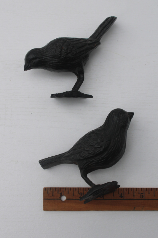 photo of pair of birds cast iron sparrows decorative sculptures, vintage farmhouse decor or garden art  #4