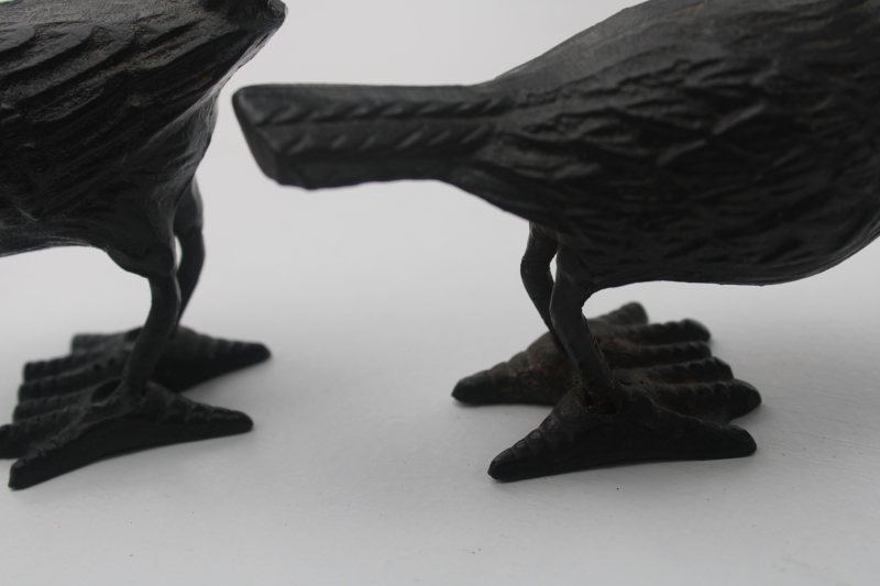 photo of pair of birds cast iron sparrows decorative sculptures, vintage farmhouse decor or garden art  #5