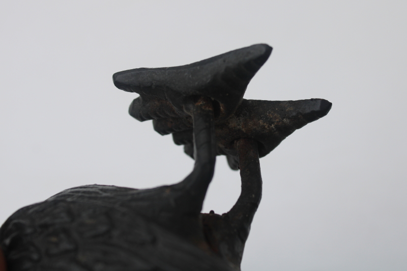 photo of pair of birds cast iron sparrows decorative sculptures, vintage farmhouse decor or garden art  #6