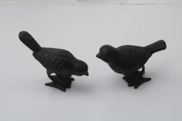 catalog photo of pair of birds cast iron sparrows decorative sculptures, vintage farmhouse decor or garden art 