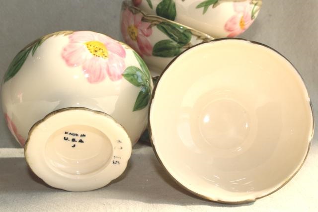 photo of set of six dessert dishes, footed sherbets Desert Rose pattern vintage USA Franciscan pottery #3