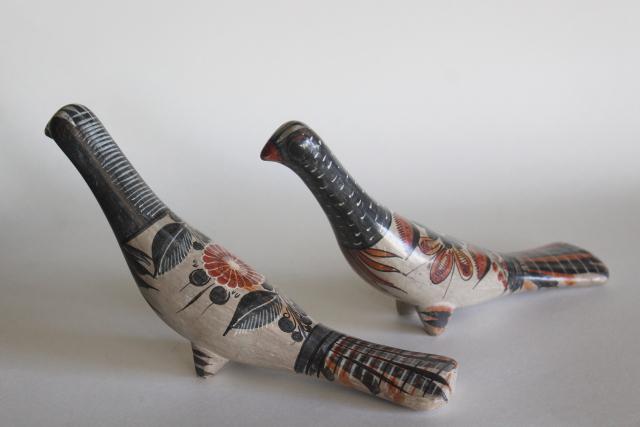 photo of pair of doves, hippie vintage Mexican pottery Tonala / Tlaquepaque folk ar #6