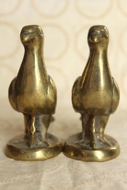 photo of pair of doves, vintage solid brass birds animal figurines, heavy paperweights or bookends #3