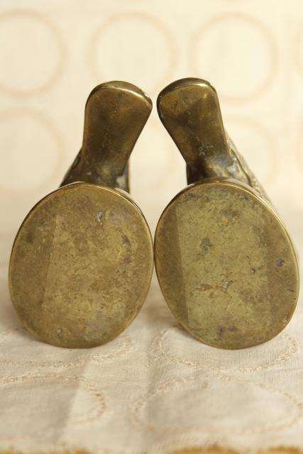 photo of pair of doves, vintage solid brass birds animal figurines, heavy paperweights or bookends #7