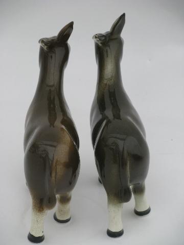 photo of pair of gentle mules, vintage studio pottery figurines, California ceramics? #4